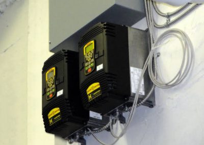 Chilled Water Pump Controllers Securely Attached to the Facility Wall